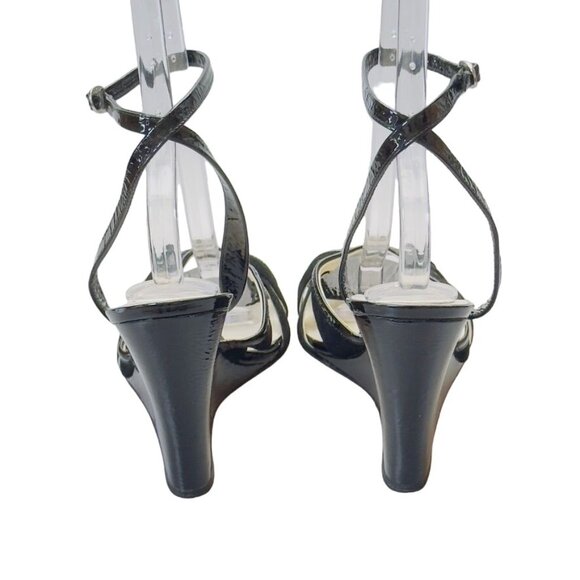 JILL STUART Women's Shoes Black Heels Strap Closure Patent Leather Suede Size M - Picture 8 of 12